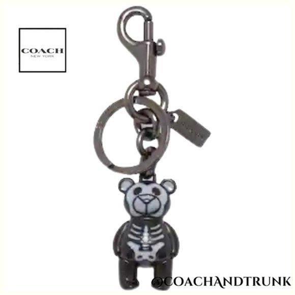 COACH Limited Edition FIRM 3D Skeleton Bear Bag/Key Gun Metal Charm With Glitter - Picture 9 of 9